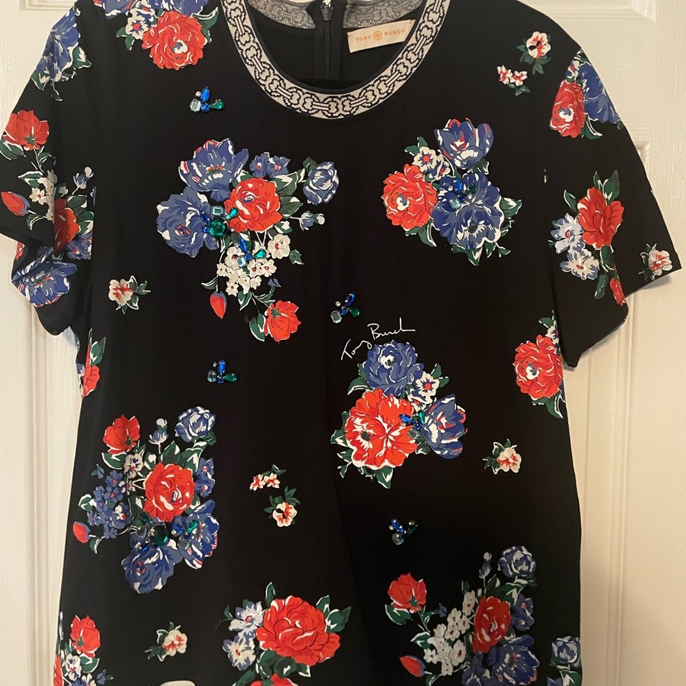 Black Floral Top by Tory Burch